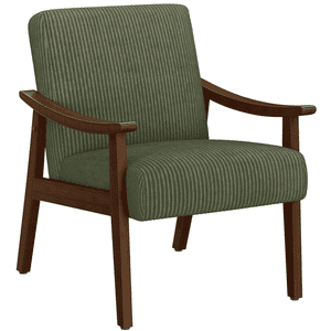 Yaheetech Corduroy Accent Chair, Dark Green Mid-Century