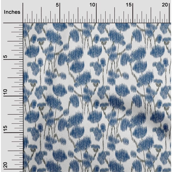 oneOone Organic Cotton Poplin Twill Fabric Floral Ikat Printed Craft Fabric BTY 42 Inch Wide