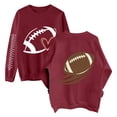 thumbnail image 2 of Football Sweatshirt for Mom Game Day Long Sleeve Crew Neck Baggy Plain Cozy Outfits Rugby Shirt Heart Graphic Loose Fit Football Season Shirts Tunic Tops Gift Fall Fashion Must Haves Brick Red, 2 of 7