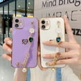 thumbnail image 6 of Dteck Luxury Plating Soft TPU Case for iPhone XS Max with Love Heart Gemstone Chain Bracelet Strap Shiny Cute Protective Cover for Women Grils For iPhone XS Max,Blue, 6 of 6