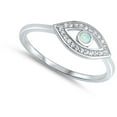 thumbnail image 4 of CHOOSE YOUR COLOR White Simulated Opal Evil Eye Halo Ring .925 Sterling Silver Good Luck Band CZ Female Size 7, 4 of 4