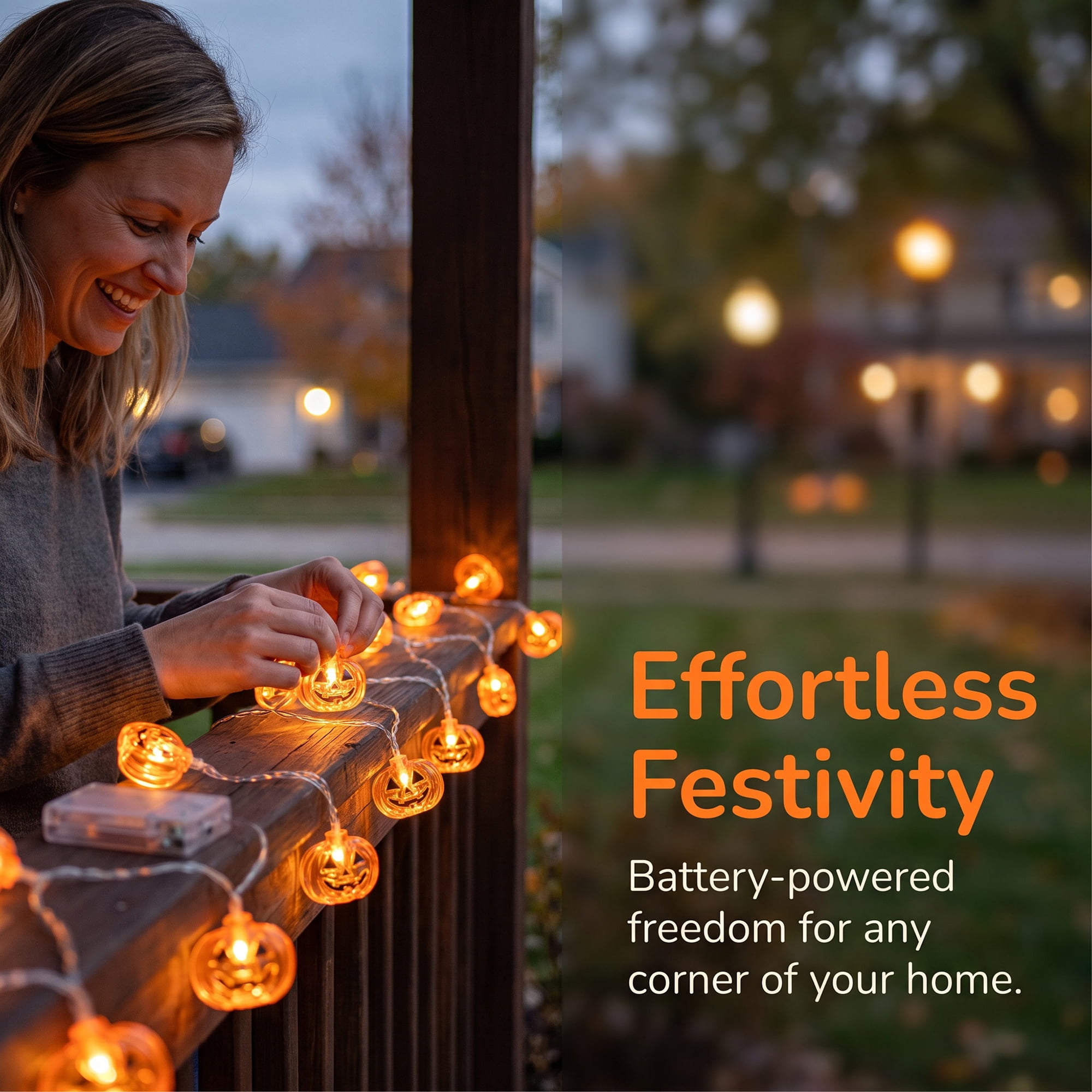 Unique Bargains Jack-O'-Lantern Fairy Twinkle Lights 9.8 ft Flat Pumpkin Battery Operated