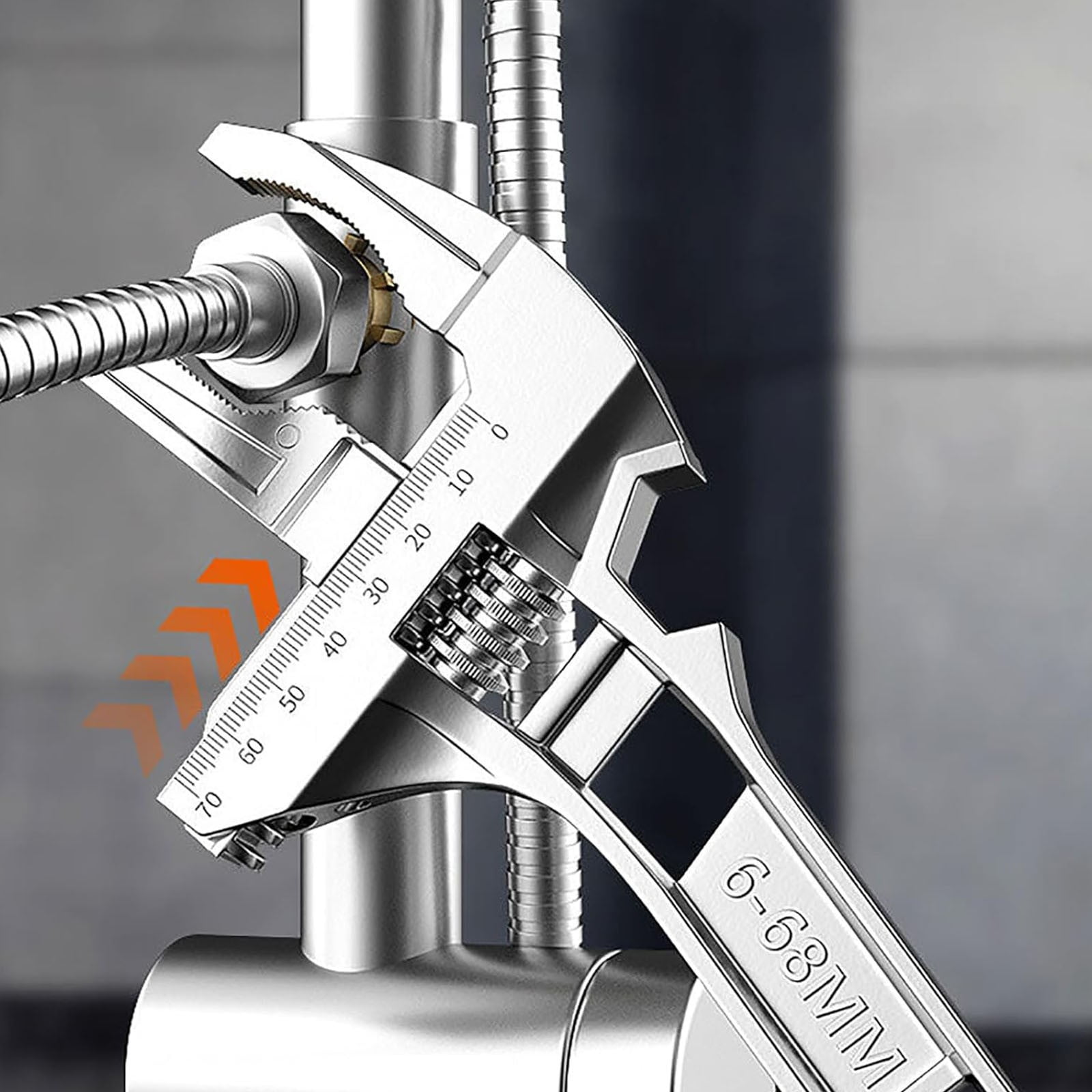 ERTZAE Adjustable Wrench Stainless Steel,0.24-2.68"Large Opening Short Handle Wide Jaw,Wide Jaw Opening For Plumbing,Drop Forged Adjustable Wrench With Ergonomic Grip,Rust Resistant Plumbing Wrench