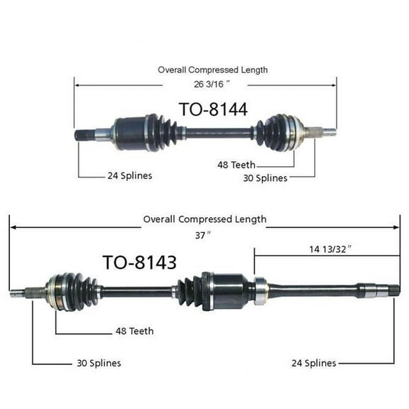 (2) CV Axle Shaft Front For 97-01 Camry V6 Manual Transmission 8143 44