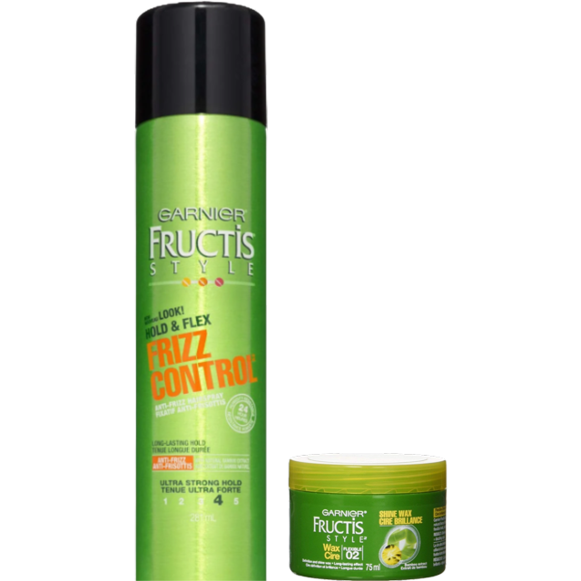 Hold and Control Styling Set – Garnier Fructis Sleek & Shine Spray 281 mL + Style Wax 75 mL