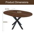 thumbnail image 2 of AENKYO 42"-58" Expandable Round Dining Table, Walnut Brown Wood Top & Black X-Base Pedestal, Seats 4-6, 2 of 8