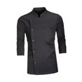 thumbnail image 4 of Chaqueta de chef negra para otoño e invierno, uniforme de chef para cafetería, panadería, servicio de comida y catering L, 4 of 8