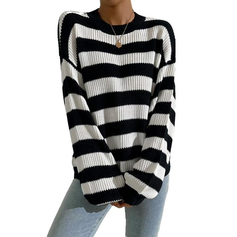 Black and white long sweater top