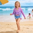 thumbnail image 3 of Lanbubble Girls 3 Piece Swimsuit Set Long Sleeve Rash Guard Tankini Bathing Suits Beach Swimwear 3-4 Years, 3 of 10