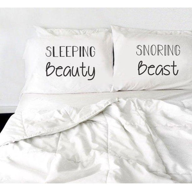 Sleeping Beauty & Snoring Beast Pillow Case Wedding Gift