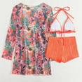 thumbnail image 4 of WREESH Womens 3 Piece Swimsuits Tropical Print Bikini Set with Kimono Beach Cover Ups Printed Bikini Straps Bikini Deep V Split Swimsuit Set Swimsuit Set Bathing Suit Orange, 4 of 9