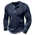 thumbnail image 2 of Xzbqbs Mens Henley Shirts Casual Button Down Vintage Long Sleeve Slim Fit Pullover Tops Lightweight Crew Neck Solid Color Shirts, 2 of 7
