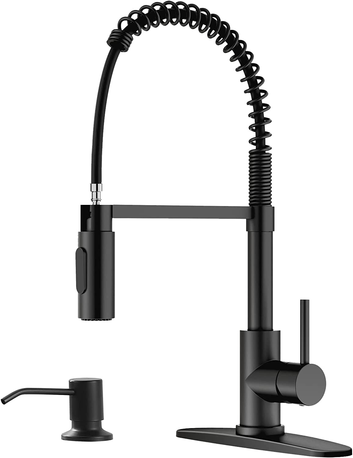 Matte Black Commercial Kitchen Faucet Pull Down Sprayer High Arc Tall Modern Single Handle One