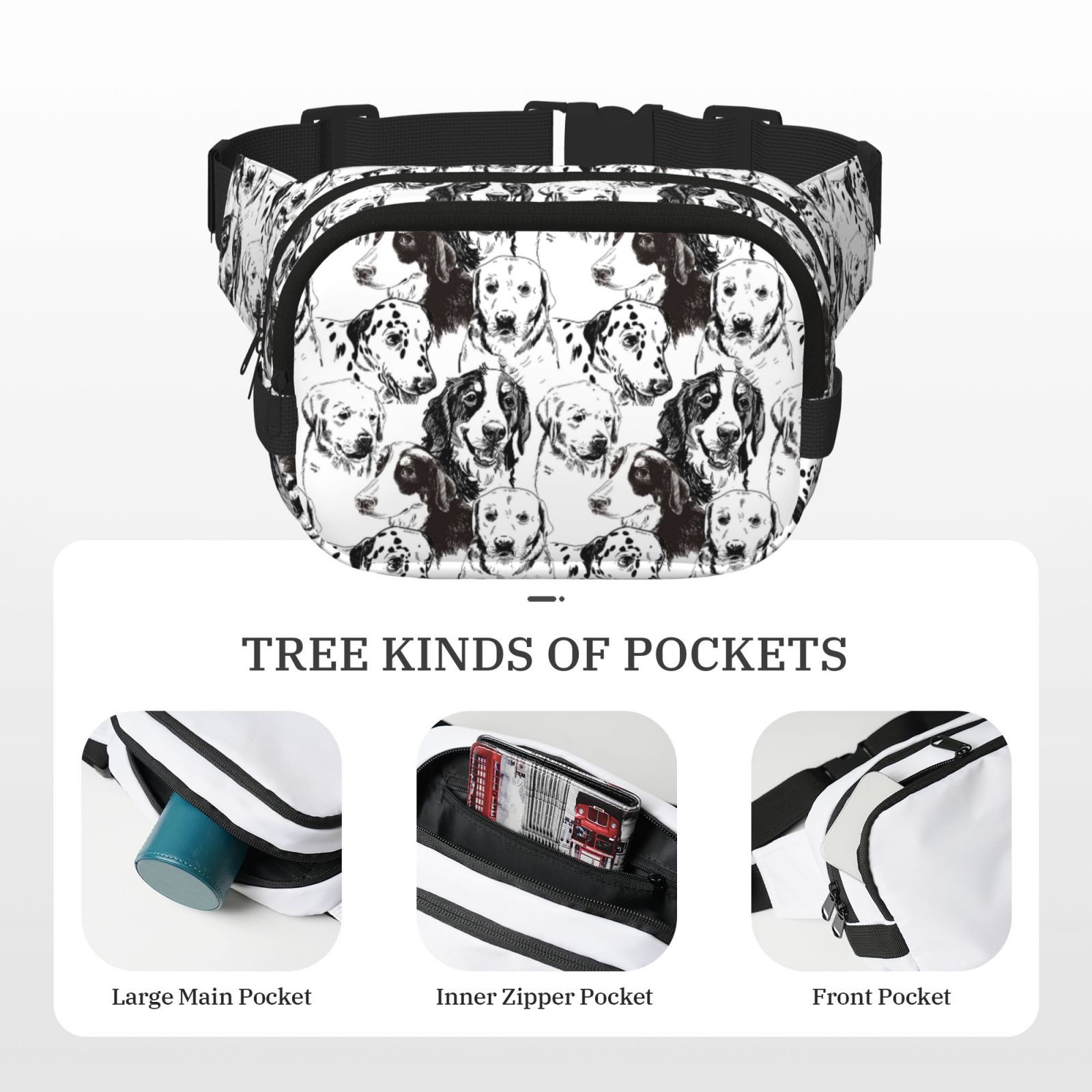 Picia Labrador Retriever Dog Print Square Double-Layer Waist Bag Mini Adjustable Waist Belt Bag Exercise Running Travel Hiking
