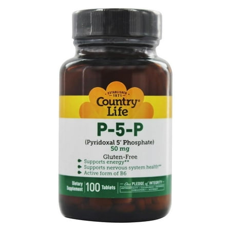 100 Mg 50 Gels - Country Life - P 5 P Pyridoxal 5' Phosphate (P5P) 50 mg. - 100 Tablets