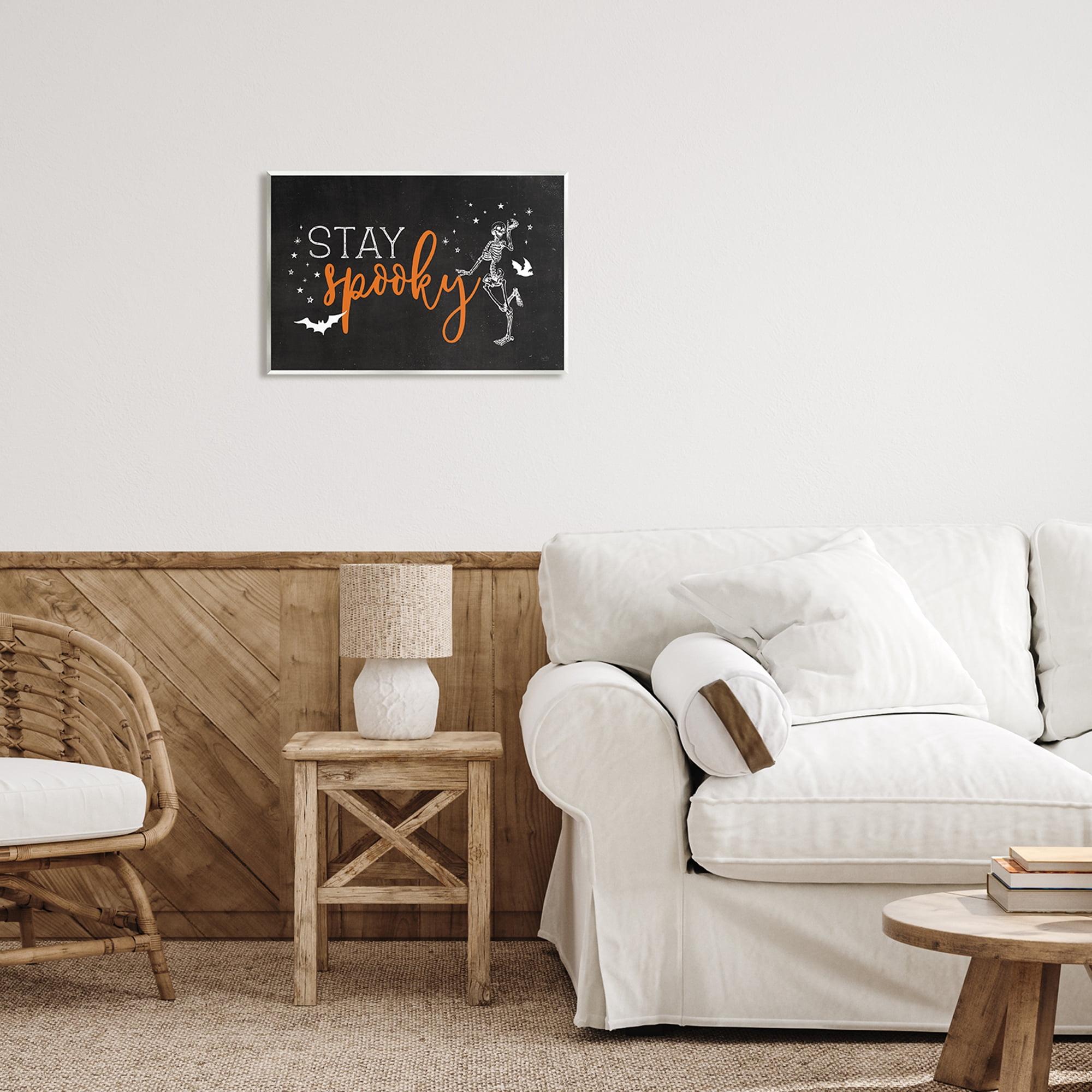 Stupell Industries Stay Spooky Skeleton Holiday Painting Unframed Art Print Wall Art, 19 x 13