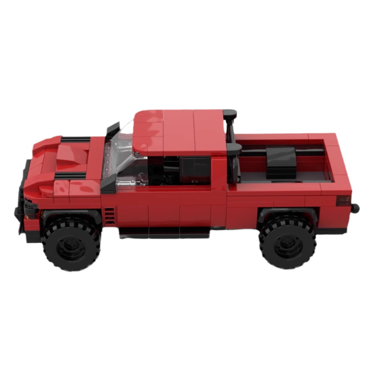 CNV Dodge Ram 1500 TRX with Trailer Building Kit, Red Off-Road Pickup Truck Model, Collectible Vehicle Building Bricks Toy for Boys