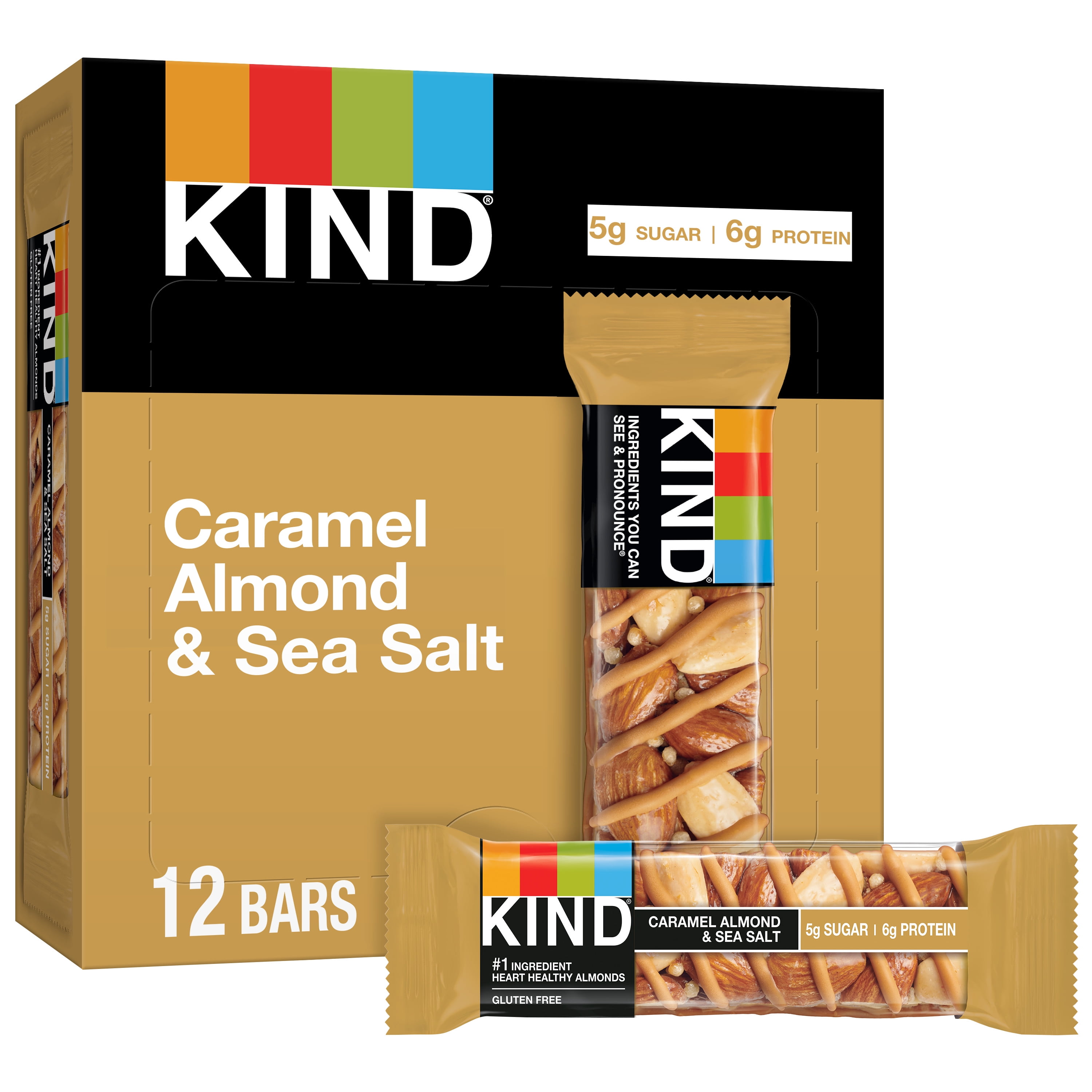 KIND Nut Bars, Caramel Almond & Sea Salt, 1.4 oz, 12 Count