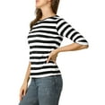 thumbnail image 4 of INSPIRE CHIC T-Shirt pour Femme Fête des Mères Non Doublé Col Rond Manches au Coude Coupe Ajustée Décontracté m Noir Blanc, 4 of 8