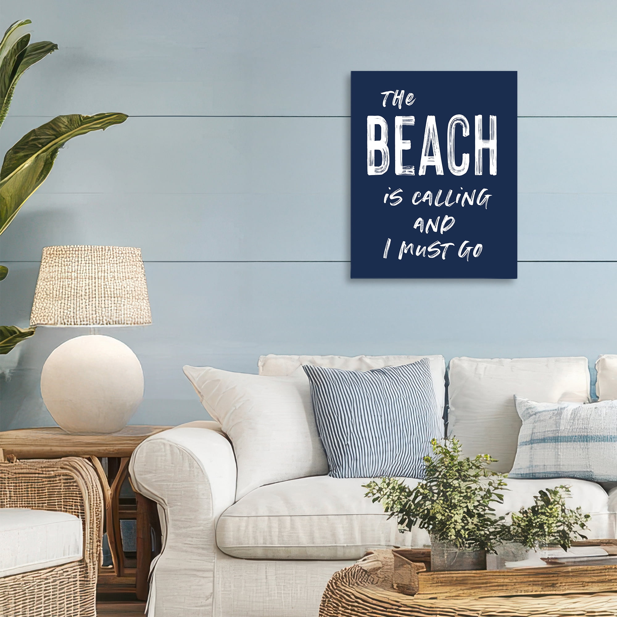 Beach Is Calling Summer Sentiment Canvas Wall Art, design by Lettered and Lined