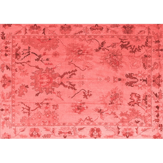 Ahgly Company Machine Washable Indoor Rectangle Abstract Red Modern Area Rugs, 4' x 6'