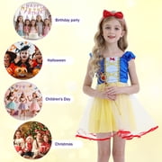 Jurebecia Princess Dress Royal Storybook up Puffed Sleeves & Tulle Skirt Birthday Party Costume Tulle Skirt 4-5 Years