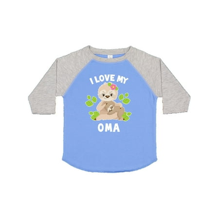 

Inktastic Cute Sloth I Love My Oma with Green Leaves Gift Toddler Boy or Toddler Girl T-Shirt