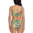 thumbnail image 3 of Wukai Watercolor Blooming Cactus Women's Bikini Set Two Piece,wimsuit High Waisted V Neck Twist Front Adjustable Spaghetti Straps Bathing Suit-Small, 3 of 7