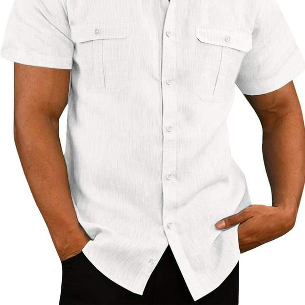 Camisa para Hombre,Camisa con Botones para Hombre Camisa con Dos Bolsillos  para Hombre Camisa con Botones de Manga Corta para Hombre Salida de Alta