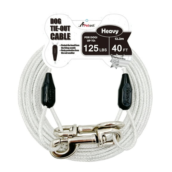 Petest 40ft Reflective Tie-Out Cable for Heavy Dogs Up to 125 Pounds