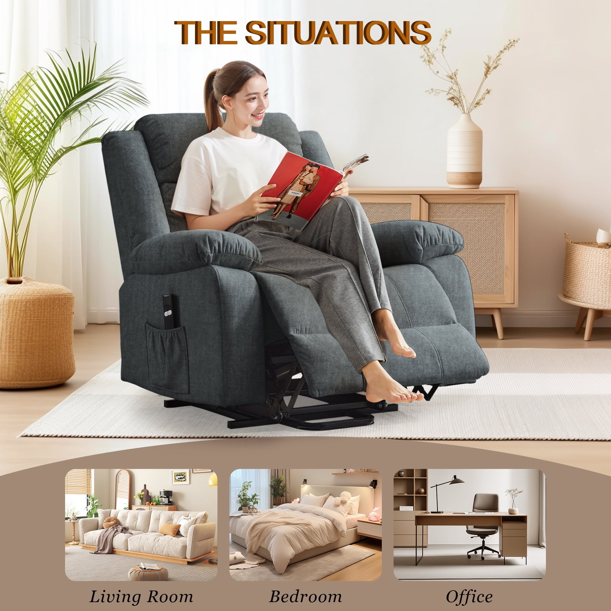 Korser Power Lift Recliner Chair for Elderly with Massage and Heat Oversized for Living Room,Grey