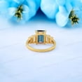 thumbnail image 4 of Vintage Alexandrite Engagement Ring Unique Emerald Cut Yellow Gold Rings Art Deco Baguette Diamond Cluster Statement Rings Unique Anniversary Promise Ring, 4 of 4