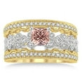 thumbnail image 2 of 2 Carat Morganite & Diamond Antique Trio Bridal Set Engagement Ring on 10k White Gold, 2 of 3