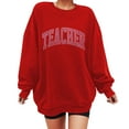 thumbnail image 1 of Aocisk Chandail Molletonné Surdimensionné pour Femme à Manches Longues, Col Ras du Cou, Décontracté, Style Automne 2025, Rouge, G, 1 of 4