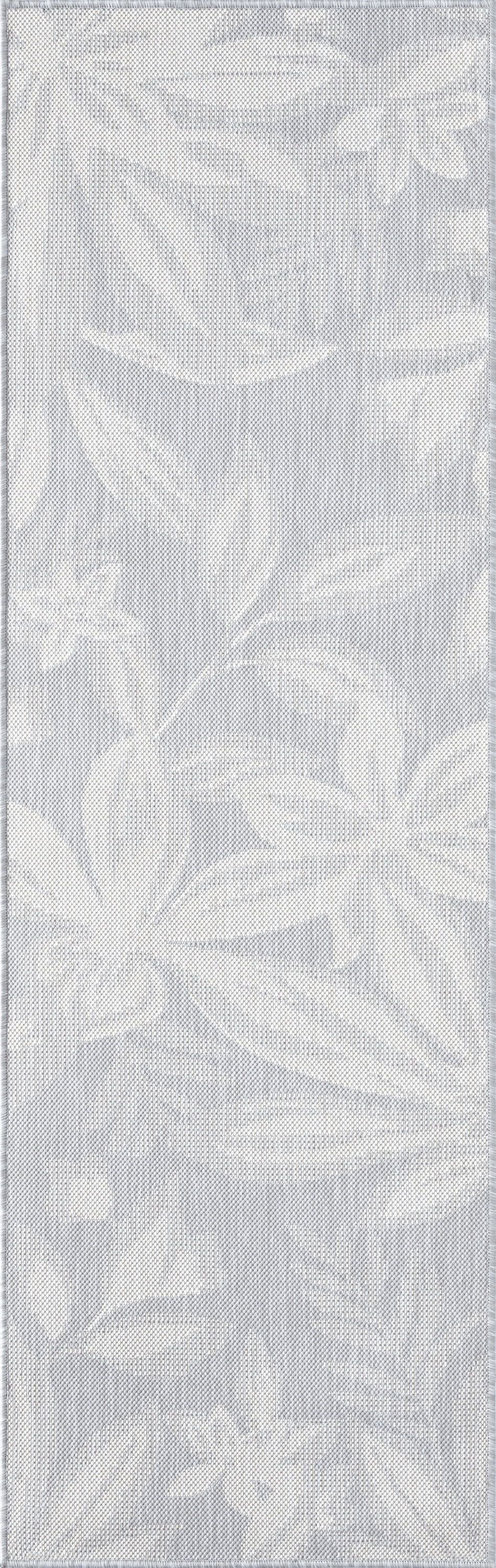 Bliss Rugs Floral Indoor Outdoor Rug Water Resistant Runner Rug for Patio, Hallway, Entryway, Deck, Gray ,2' x 8'