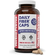 Yerba Prima Daily Fiber Caps Formula, 400 Capsules - Both Soluble and Insoluble - with Psyllium Seed Husks, Acacia Gum, Apple Fiber and More