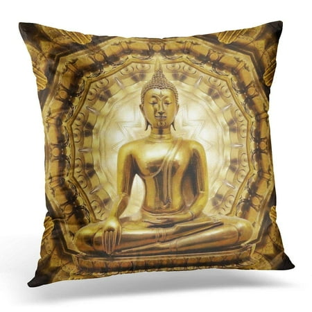 Thai Positioning Pillow - ARHOME White Temple Thai Golden Buddha on Oriental Gold Ancient Pillow Case Pillow Cover 18x18 inch