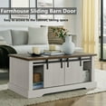 thumbnail image 4 of Aukfa 41" Farmhouse Coffee Table with Storage, Wood Rectangular Center Table, 2 Sliding Doors, White, 4 of 9