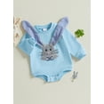 thumbnail image 3 of aturustex Baby Easter Costume for Infant Boys Bubble Romper Dress 0 3M 6M 12M 18M Newborn Long Sleeves Sweatshirt Bodysuits Bunny Embroidery Jumpsuitsly Spring Fall Outfits for Holiday Party, 3 of 7