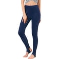 thumbnail image 1 of Leggings De Mujer Pantalones De Estribo De CintuElástiDe Color Sólido Azul oscuro L, 1 of 6