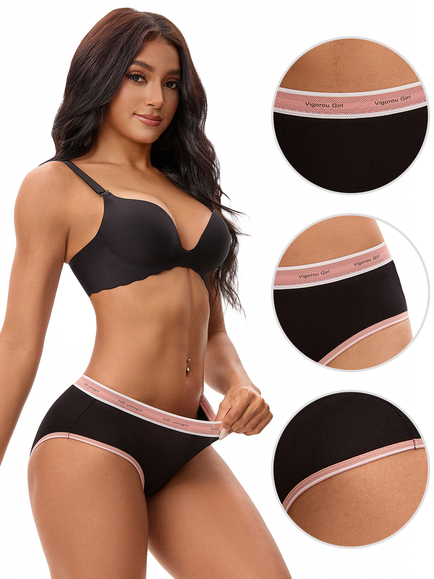 Unique Bargains Contrast Binding  Mid Rise Leak Proof Briefs S Pink