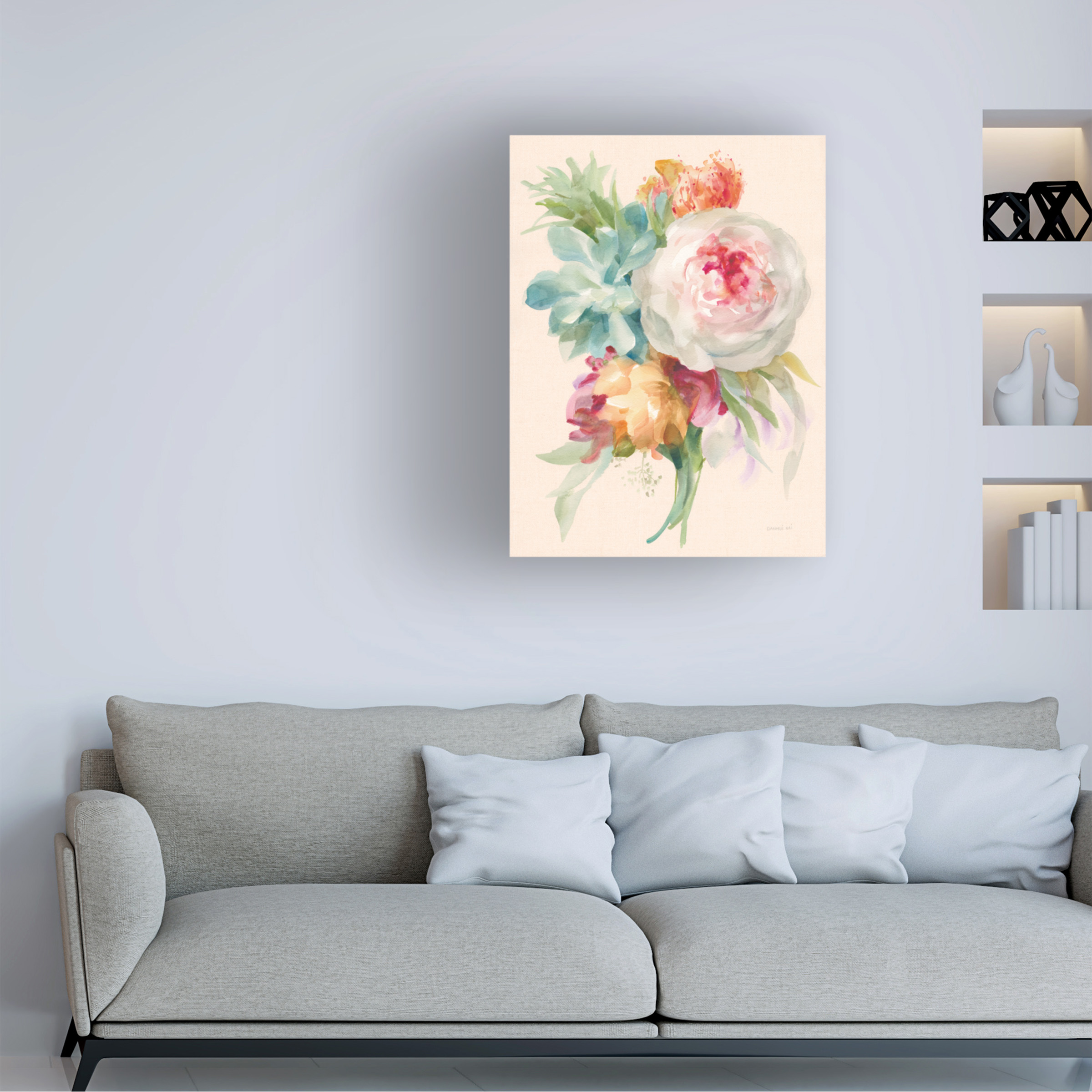 Trademark Fine Art 'Garden Bouquet I on Peach Linen' Canvas Art by Danhui Nai