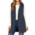 thumbnail image 2 of HAiming Fleece Vest Hooded Cardigan for Women Open Front Solid Color Sleeveless Soft Comfy Jacket Trendy Coats, 2 of 8