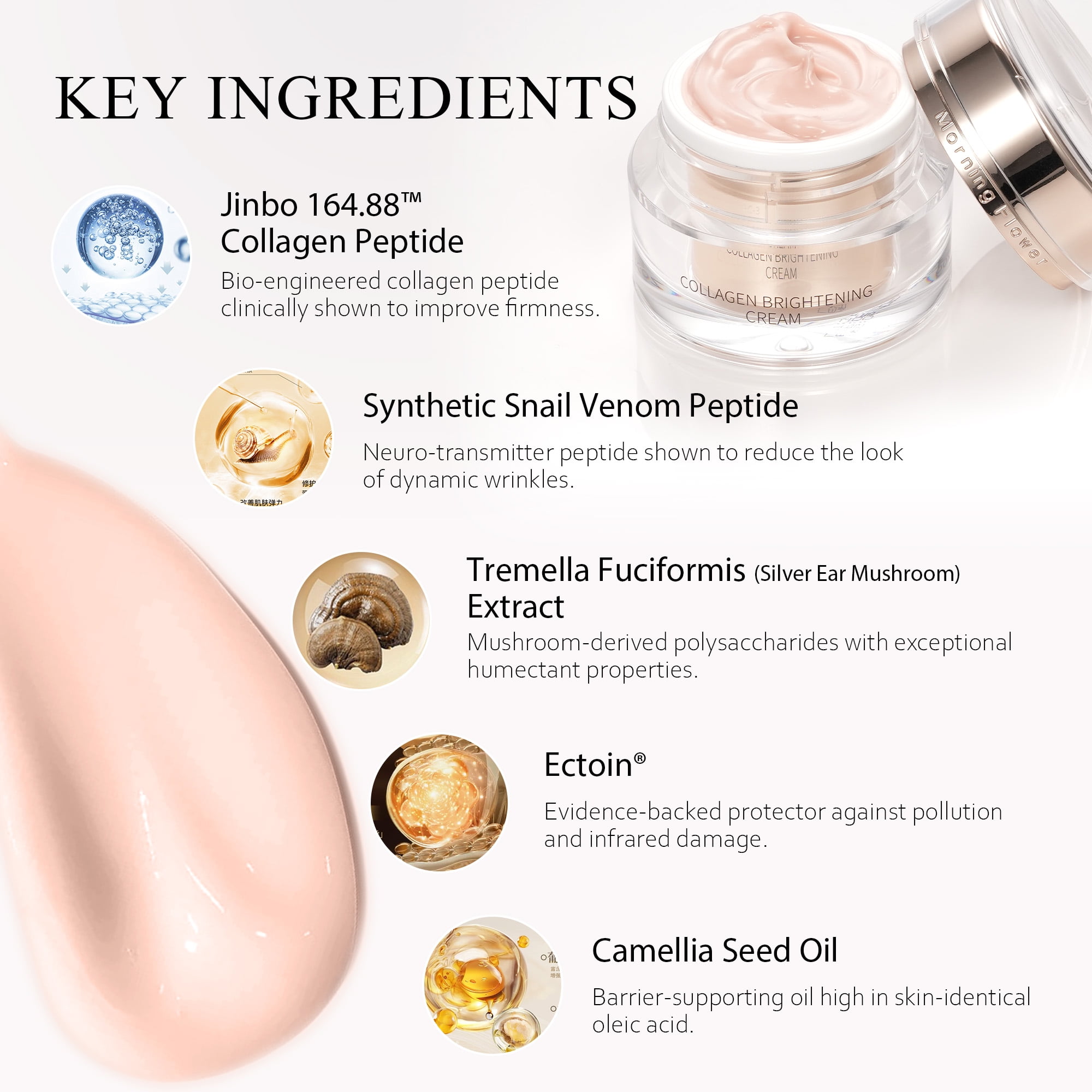 Morning Flower Collagen Firming Cream for Women Men -​ Deep Hydration Barrier Strengthen Moisturizer Anti-Wrinkle Polypeptide Face Moisturizer (1.76 oz)
