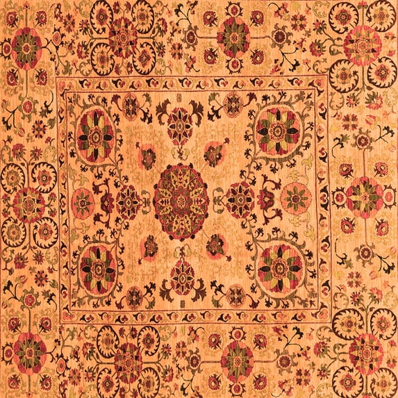 Ahgly Company Indoor Square Oriental Orange Modern Area Rugs, 3' Square