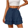 thumbnail image 4 of GUACER Women's Flowy Ruffle Shorts Boho Tiered High Waisted Paperbag Summer Beach Shorts with Pockets, 4 of 7