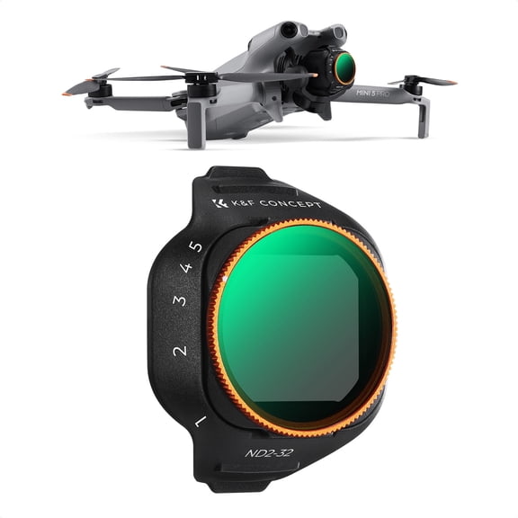 K&F CONCEPT Variable ND Filter, ND2-32 1-5 Stops Multicoated HD Optical Glass Lightweight Drone Camera Lens Accessories Compatible with DJI Mini 5 Pro