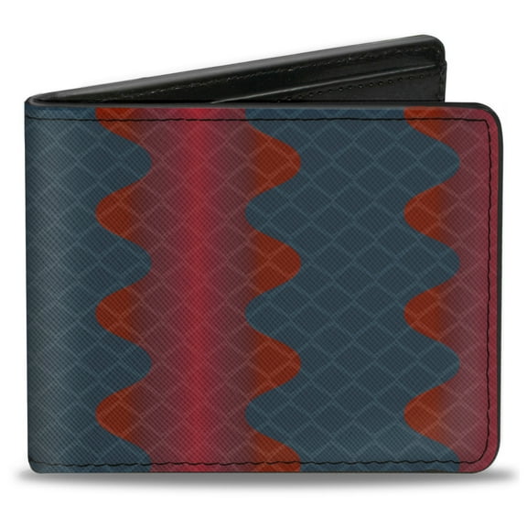 Buckle-Down Wallet, Bifold, Snake Death Adder Reds Grays, Vegan Leather