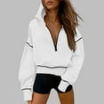 thumbnail image 2 of CFLVAEK Cropped Hoodies for Women Plus Size Half Zip Hooded Pullover Loose Fit Drop Shoulder Long Sleeve Hoodie Sweatshirts White L, 2 of 7