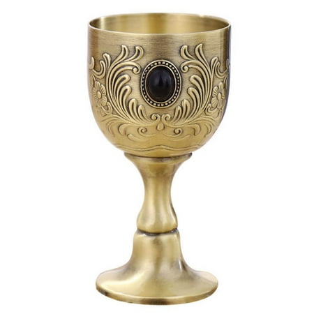 

DISHAN Vintage Bronze Embossed Wine Goblet - Exquisite Royal Cup for Home Decor (25ml)